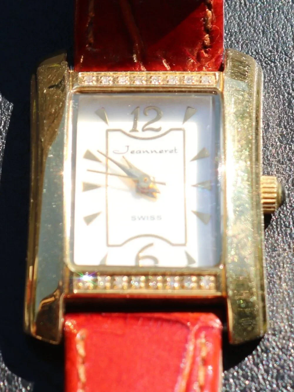 vintage Jeanneret Rhinestone-Accent Quartz Tank 1990s
